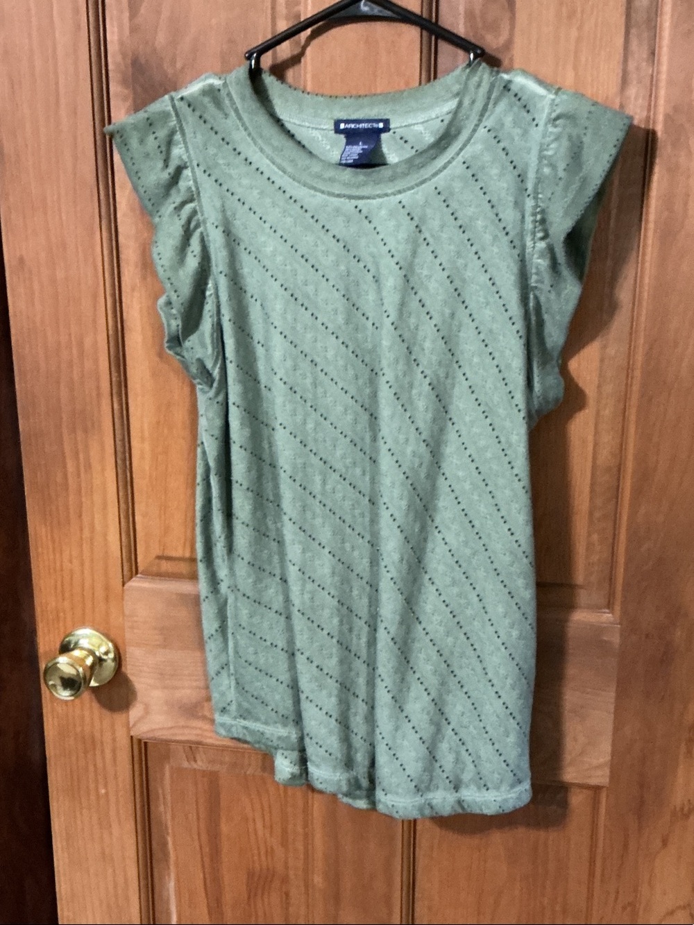 Architect Olive Eyelet Flutter Sleeve Tee